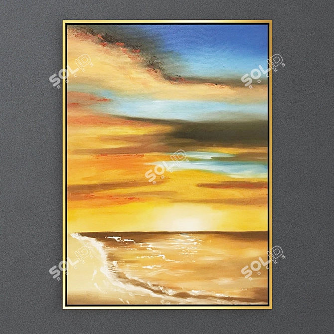 Golden Skyline Canvas Art 3D model image 3