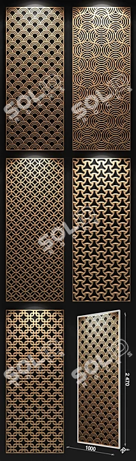 Geometric Brass Decorative Partition Set 3D model image 2