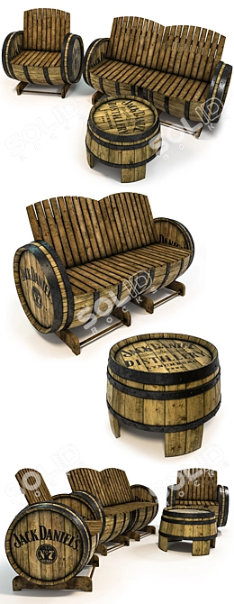 Barrel Chic 845mm Sofa Set 3D model image 2