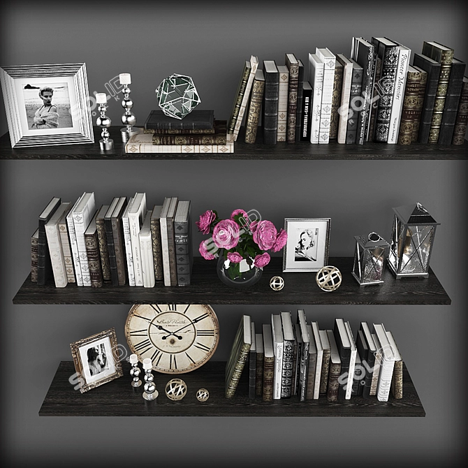 Versatile Decor Set - Shelf, Frames, Candleholders 3D model image 2