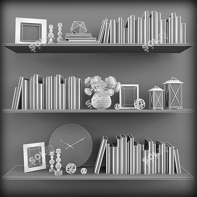 Versatile Decor Set - Shelf, Frames, Candleholders 3D model image 3