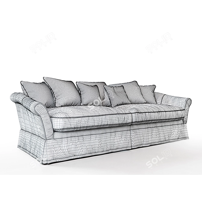Elegant Belgian 3-Seater Sofa 3D model image 3