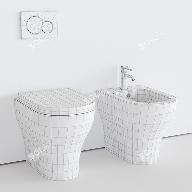 Ceramic Enjoy Toilet & Bidet Set 3D model image 3