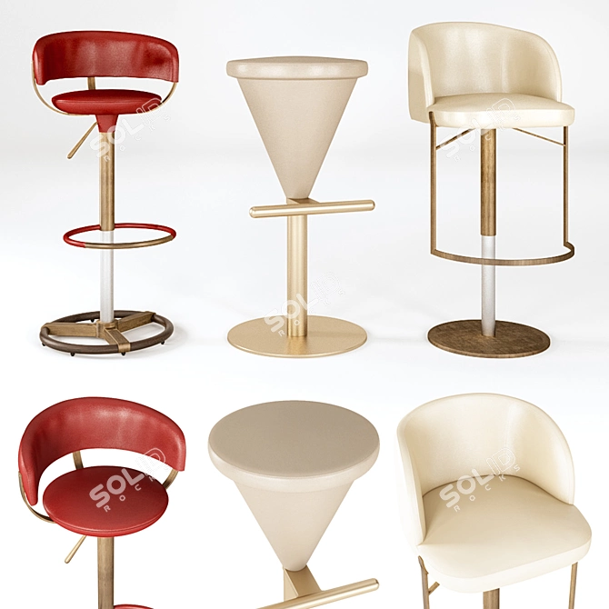 Wansheng Bar Stools | Stylish & Comfortable 3D model image 2