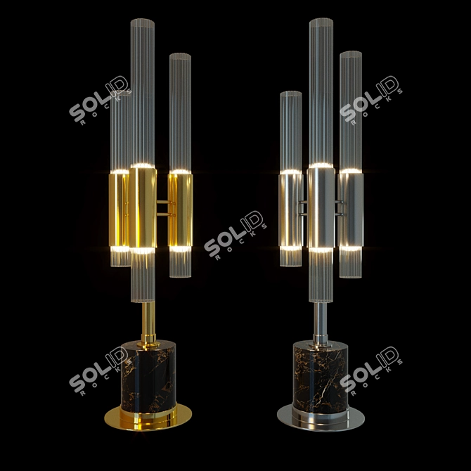 Waterfall Table Lamp: Elegant Brass Design 3D model image 1