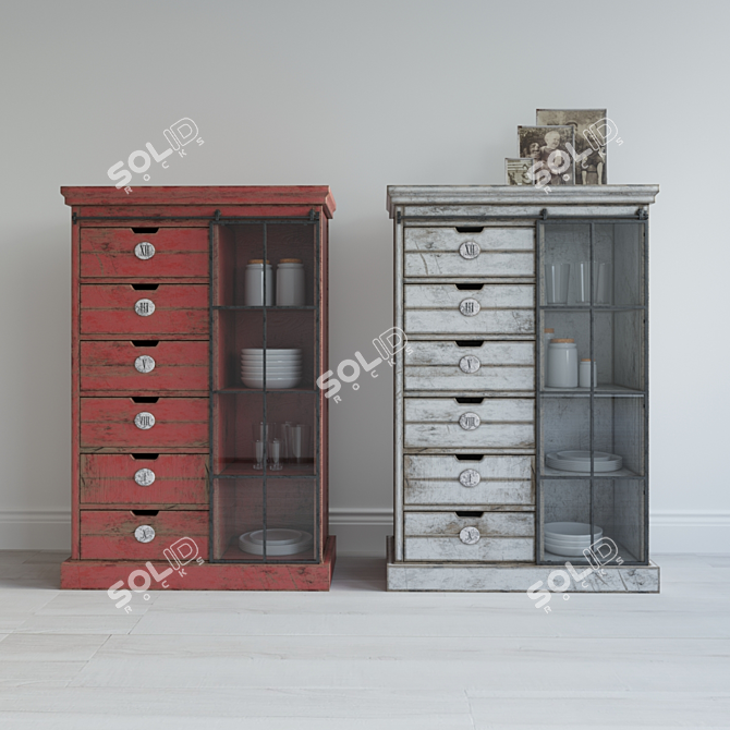 Modern Card-themed Dresser 3D model image 1