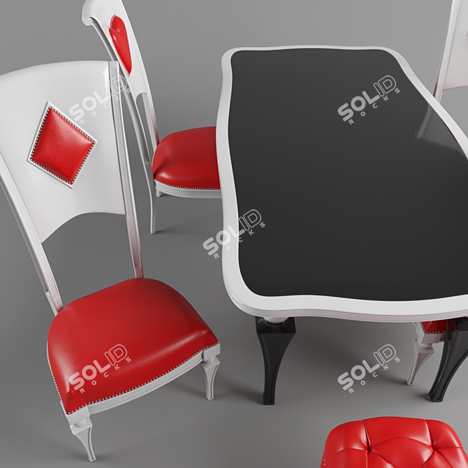 Contemporary Red Leonardo Chair-Table-Pouf 3D model image 2