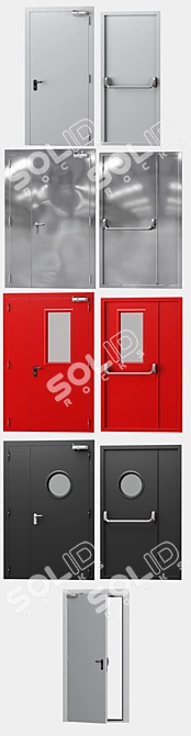 Fireguard: Multi-colored Metal Fire Doors 3D model image 3