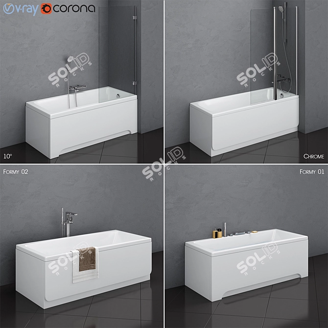 Ravak Set 13: Chrome Baths with Formy Design 3D model image 1