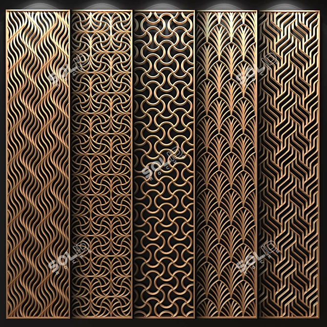 Geometric Brass Decorative Partition 3D model image 1