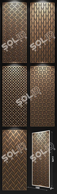 Geometric Brass Decorative Partition 3D model image 2