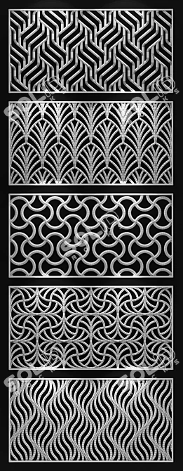 Geometric Brass Decorative Partition 3D model image 3