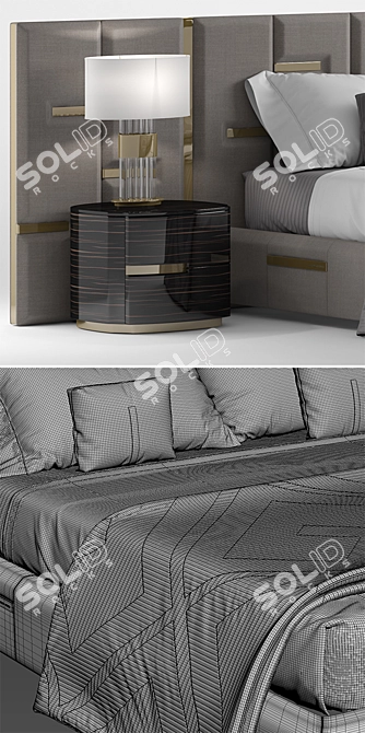 Elegant Designer Bed 3D model image 3