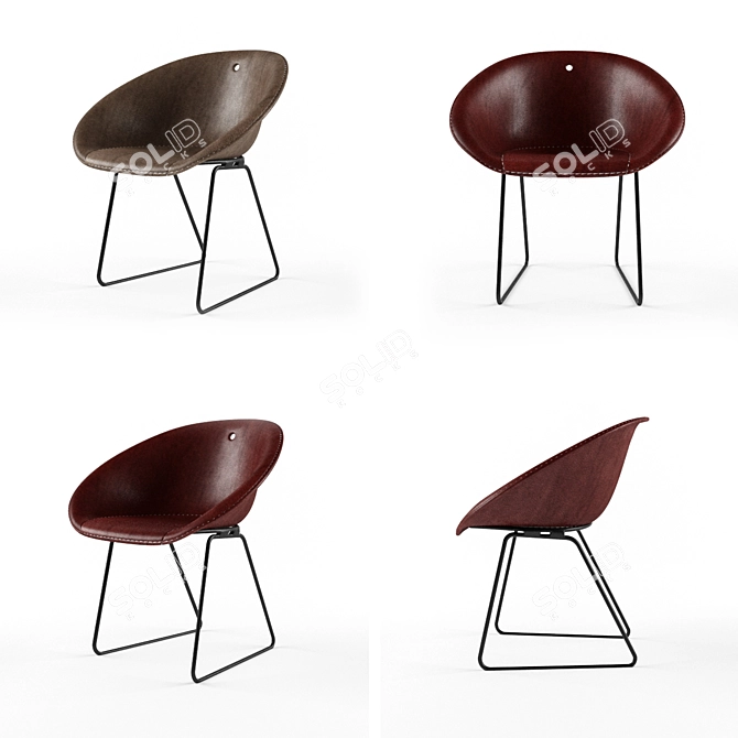 Sleek Leather Armchair 3D model image 2