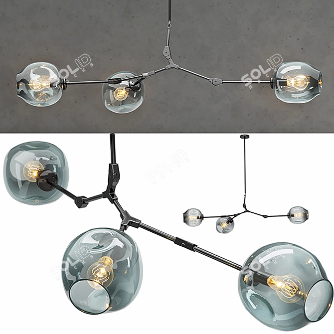 Elegant Glass and Metal Chandelier 3D model image 1