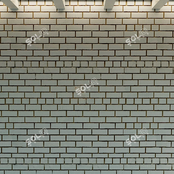 Vintage White Painted Brick Wall 3D model image 2
