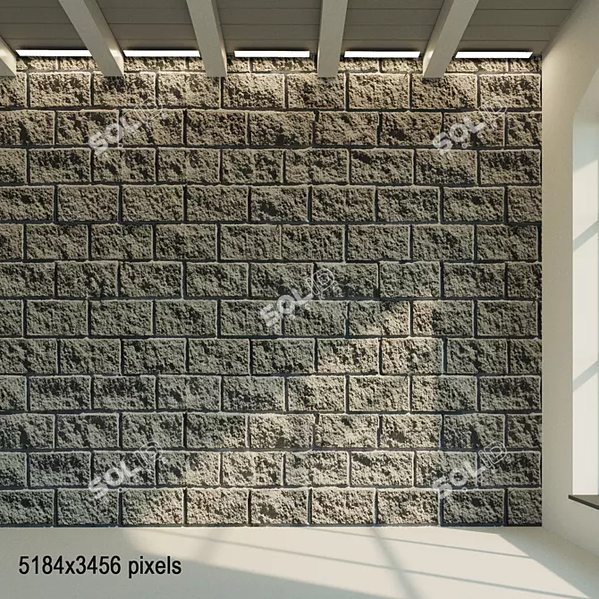 Vintage Stone Block: Seamless Texture & 3D Model (Corona + Vray) 3D model image 1