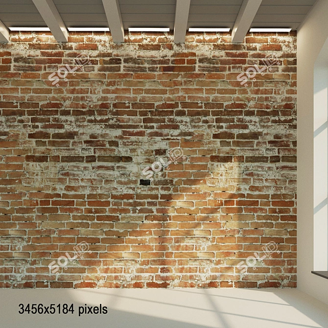 Antique Red Brick Wall 3D model image 1