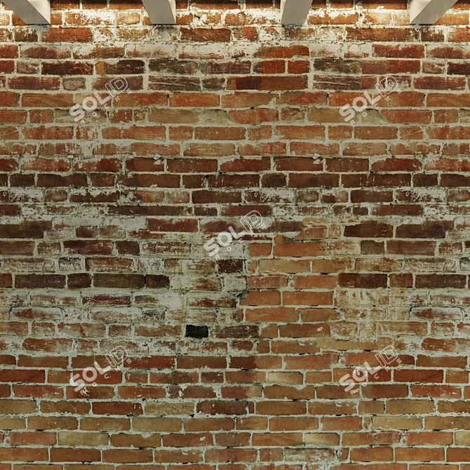 Antique Red Brick Wall 3D model image 3