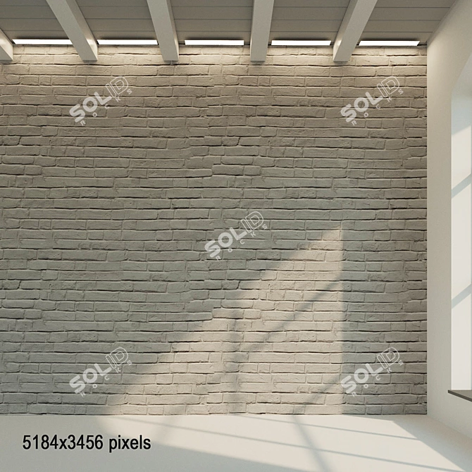 Vintage Gray Painted Brick Wall 3D model image 1