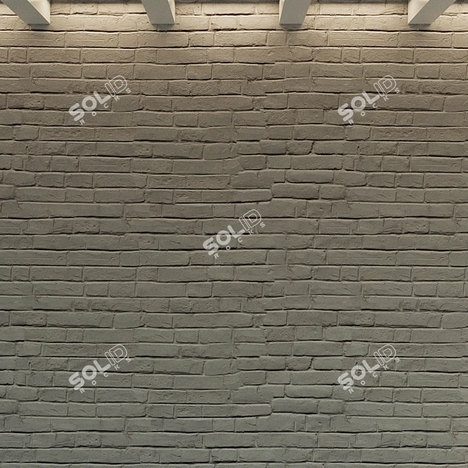 Vintage Gray Painted Brick Wall 3D model image 2