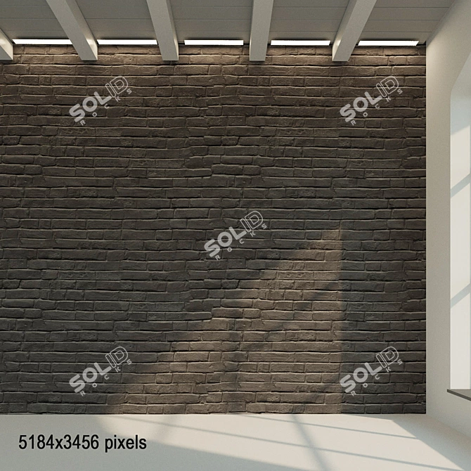 Vintage Dark Brick Wall: Textured Seamless Material 3D model image 1