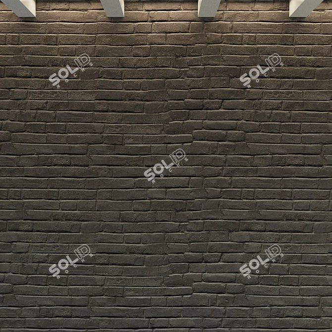 Vintage Dark Brick Wall: Textured Seamless Material 3D model image 2