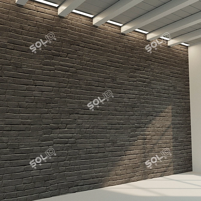 Vintage Dark Brick Wall: Textured Seamless Material 3D model image 3