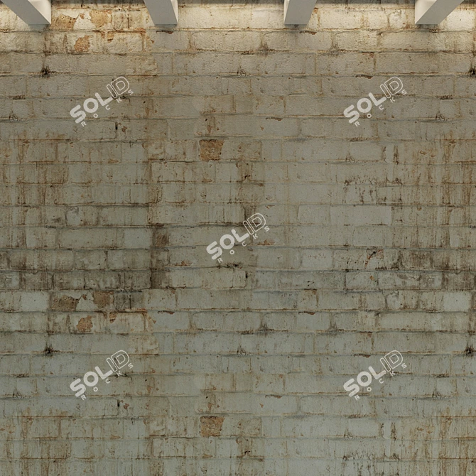 Aged White Brick Wall 3D model image 2