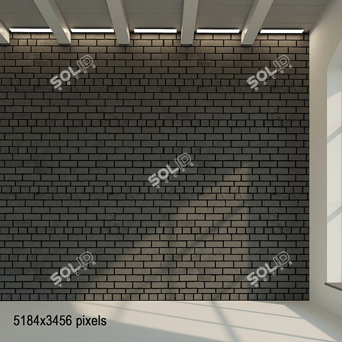 Dark Brick Wall Texture 3D model image 1