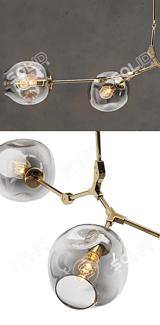 Gilded Glass Bubble Chandelier 3D model image 2