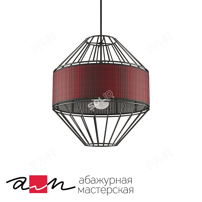 Modern Black Pendant Lamp 3D model image 1