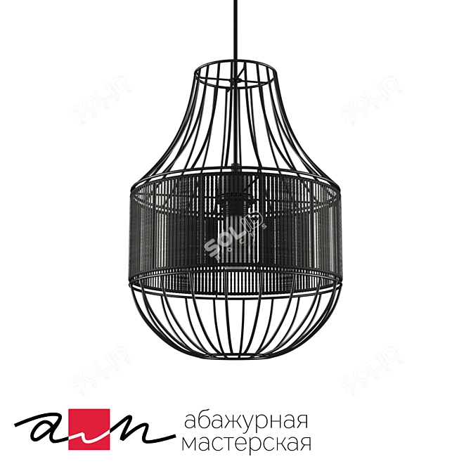 Modern Black Pendant Light Fixture 3D model image 1