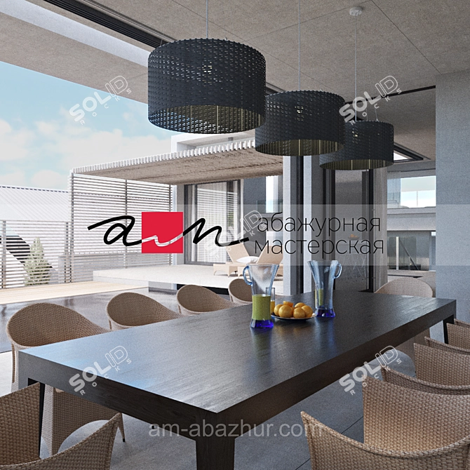 Rotang Lamp: Elegant Ceiling Light 3D model image 3