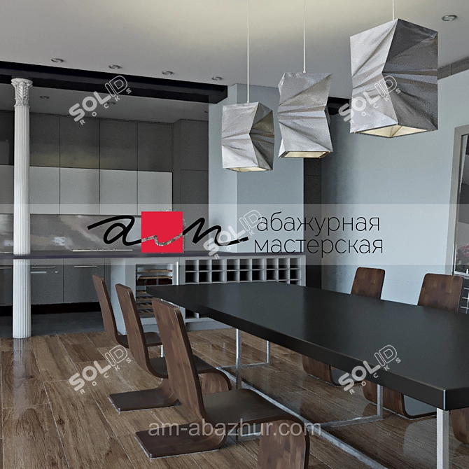 Modern Tin-Plate Ceiling Lamp 3D model image 3