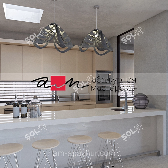 Gray Felt Ceiling Fixture 3D model image 3