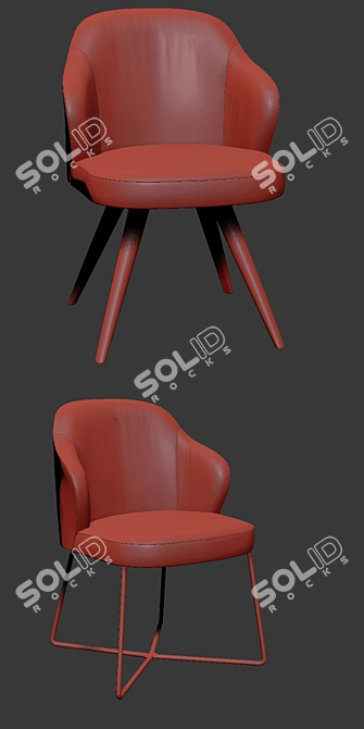 Sleek Steel Swivel Dining Chairs 3D model image 2