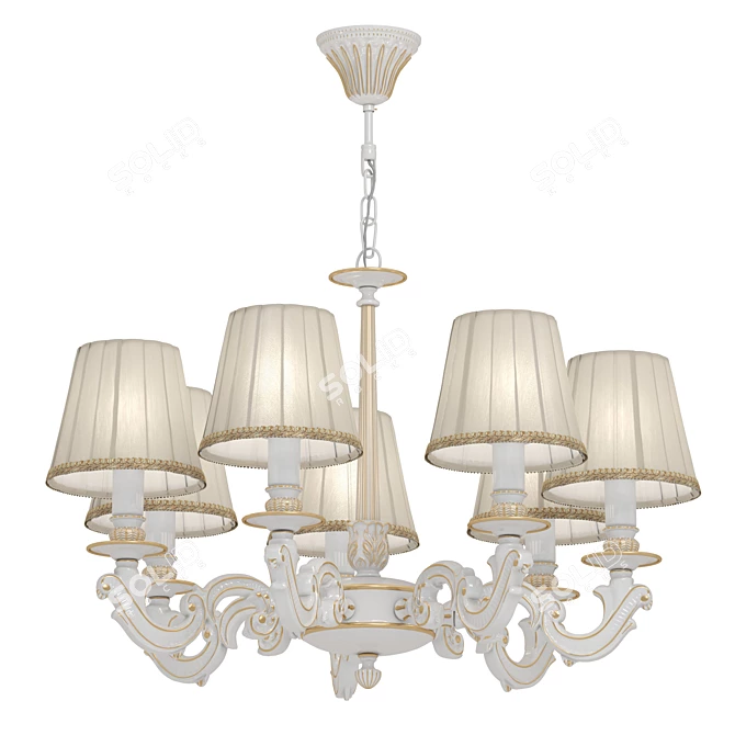 Elegant Torrone Chandelier - Gold Metal Finish 3D model image 1