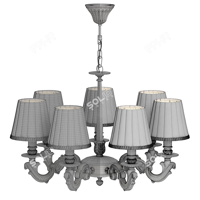 Elegant Torrone Chandelier - Gold Metal Finish 3D model image 3