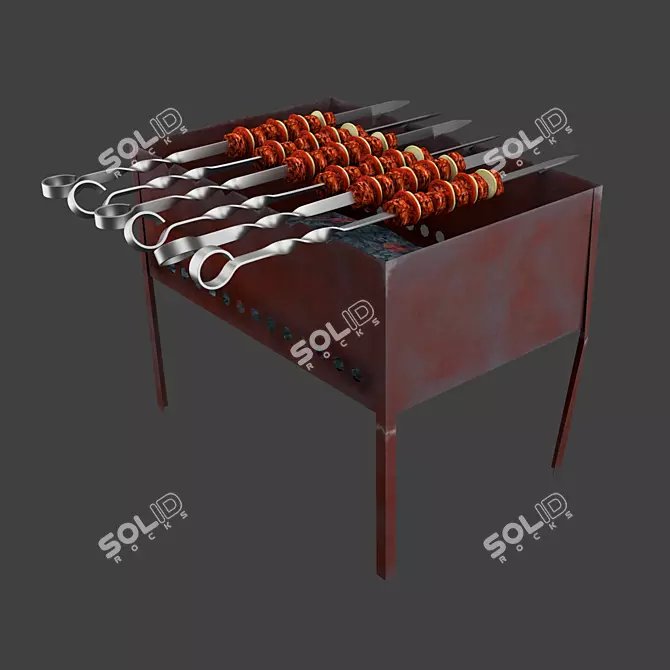 Classic Brazier and Skewer Set 3D model image 1