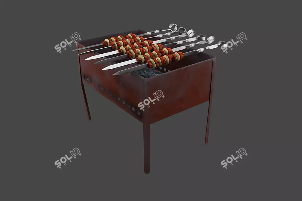 Classic Brazier and Skewer Set 3D model image 2