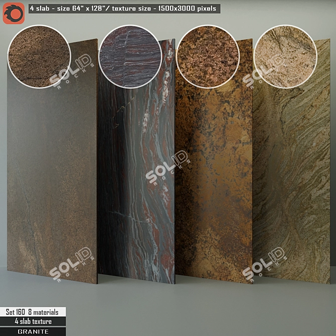 160 Granite Slabs with CORONA Renderer 3D model image 1