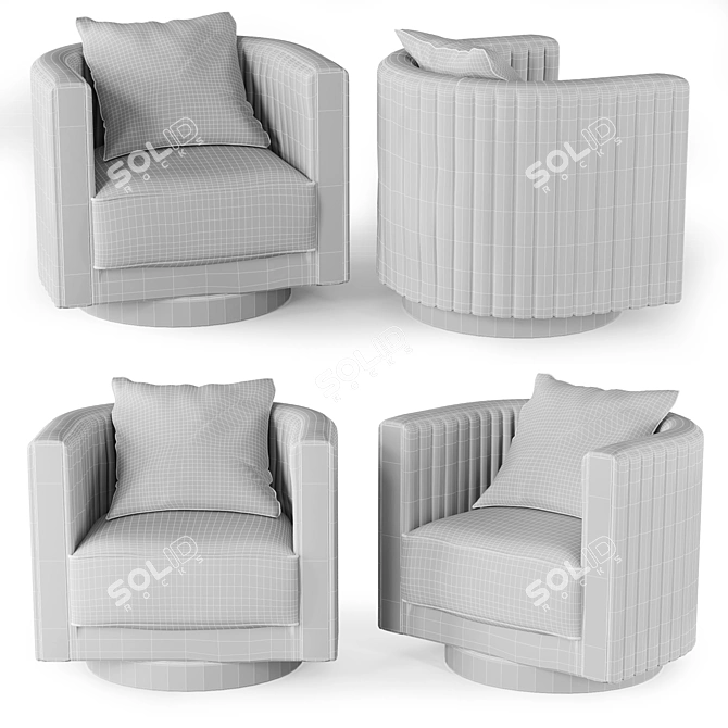 Luxury Blue Velvet Swivel Armchair 3D model image 3
