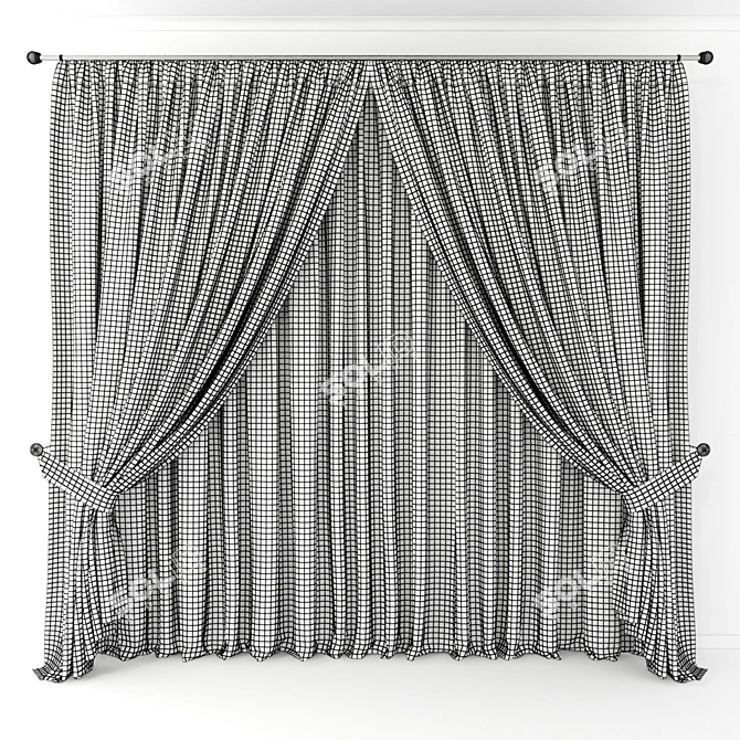 Elegant Velvet Curtain: Enhance Your Décor 3D model image 2