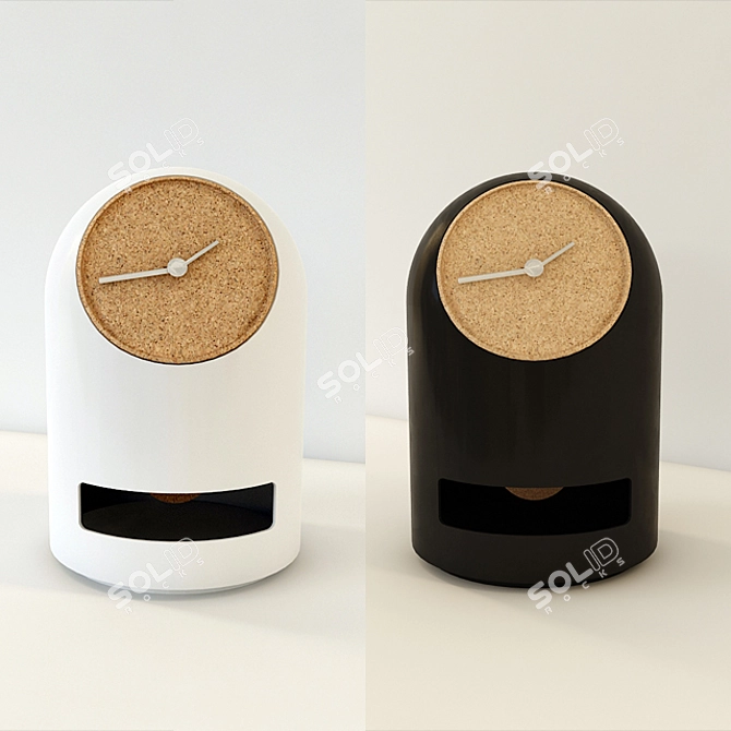 Minimalist Concrete Cork Table Clock 3D model image 2