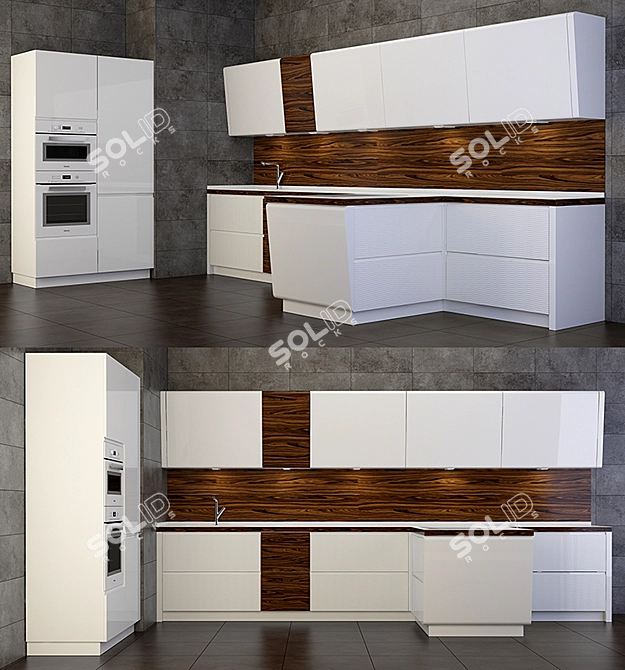 Elegant Nova Elba Kitchen Set 3D model image 1