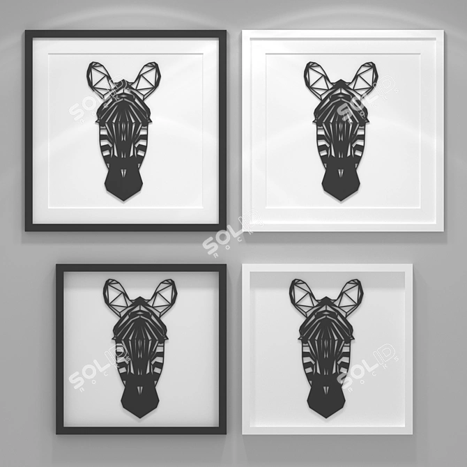 Geometric Zebra Head Frame 3D model image 1