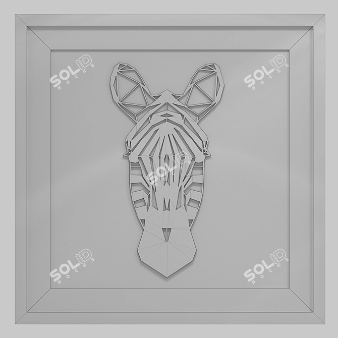 Geometric Zebra Head Frame 3D model image 2