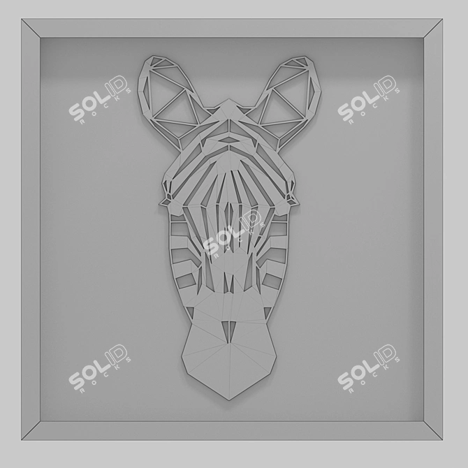 Geometric Zebra Head Frame 3D model image 3