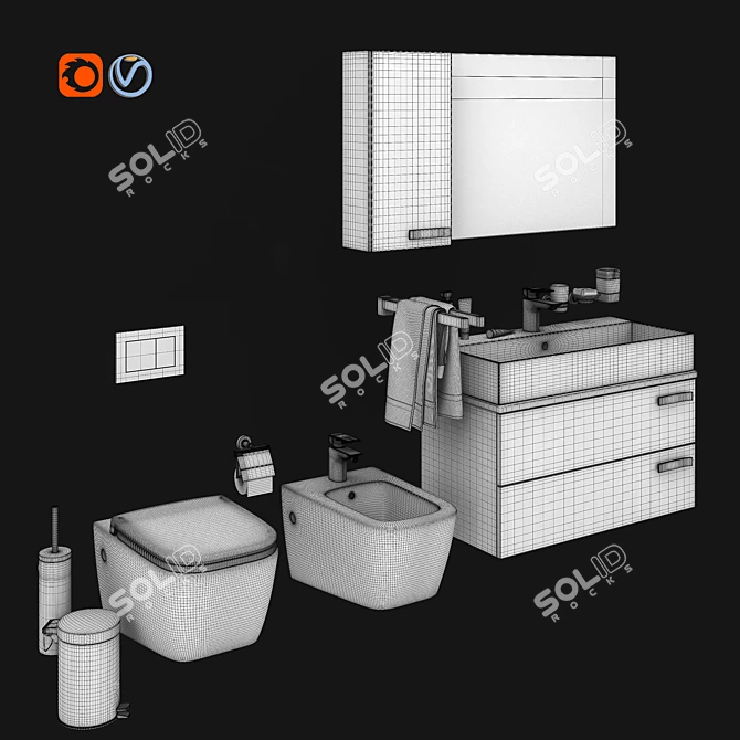 Strada Collection: Sleek and Stylish Sanitaryware 3D model image 2